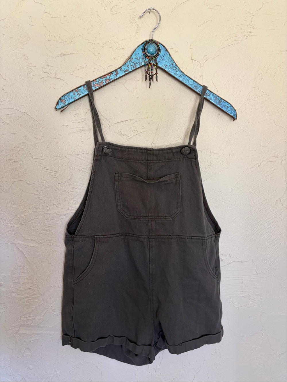 Cider Women's Olive Green Short Overalls Romper